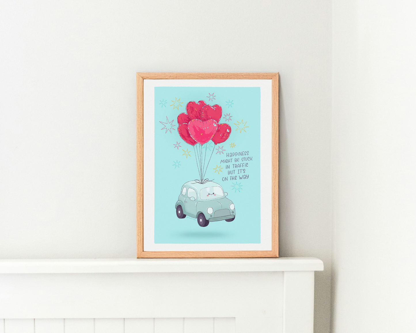 Happiness Art Print | Positive Motivational Wall Decor | Postcard | Sticker