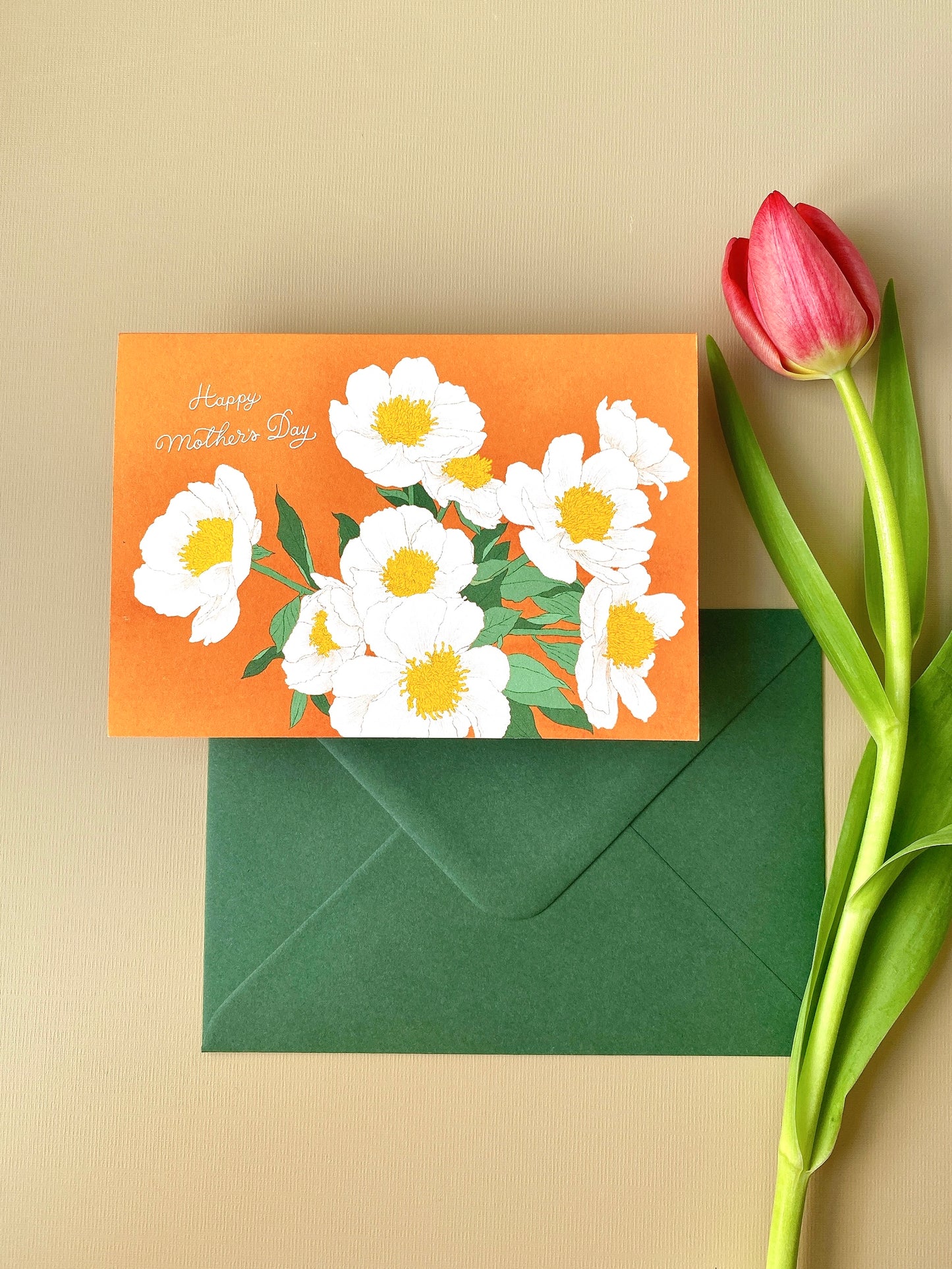 Handmade Mother’s Day Card – Botanical Peony Flowers