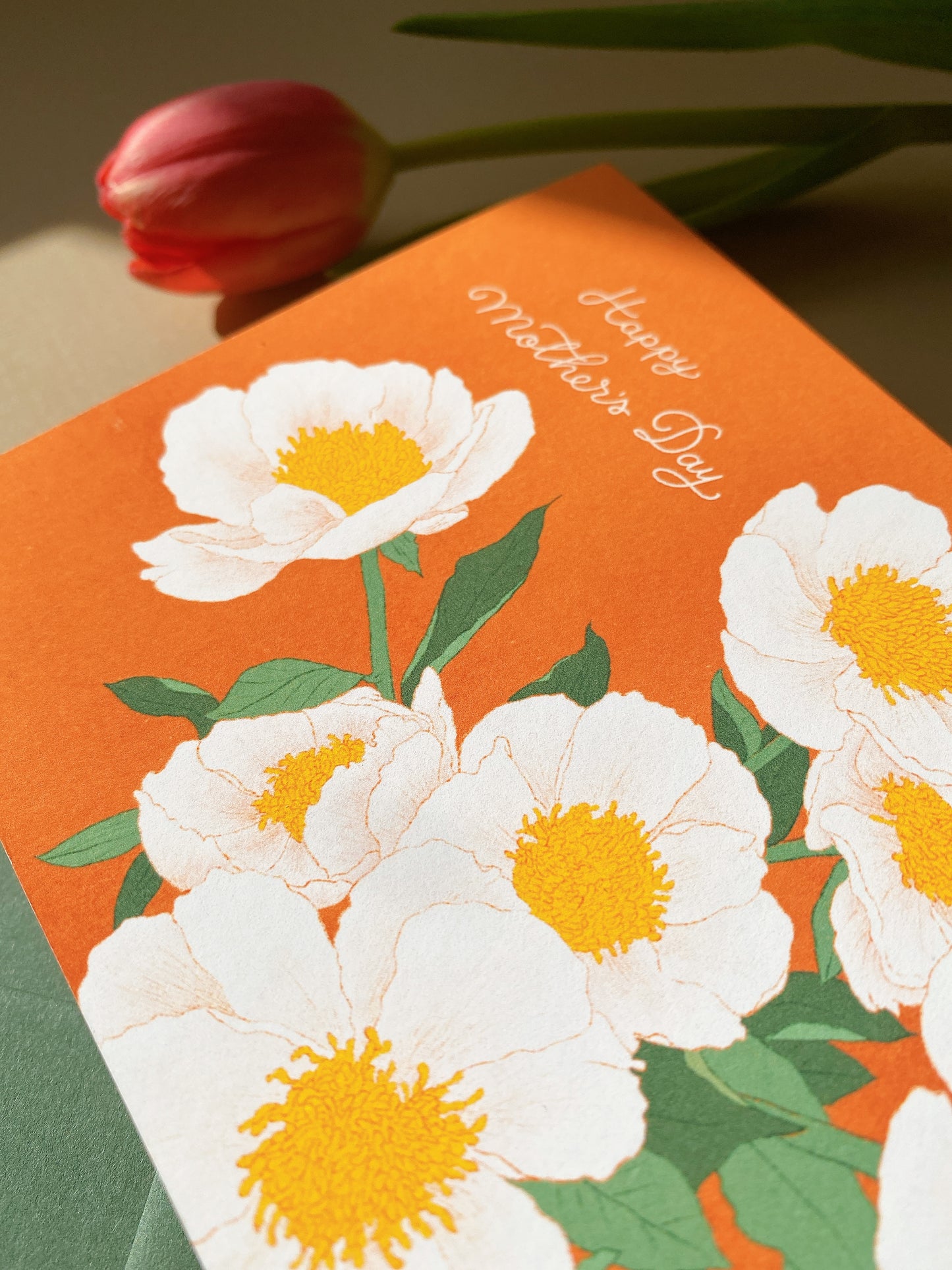 Handmade Mother’s Day Card – Botanical Peony Flowers