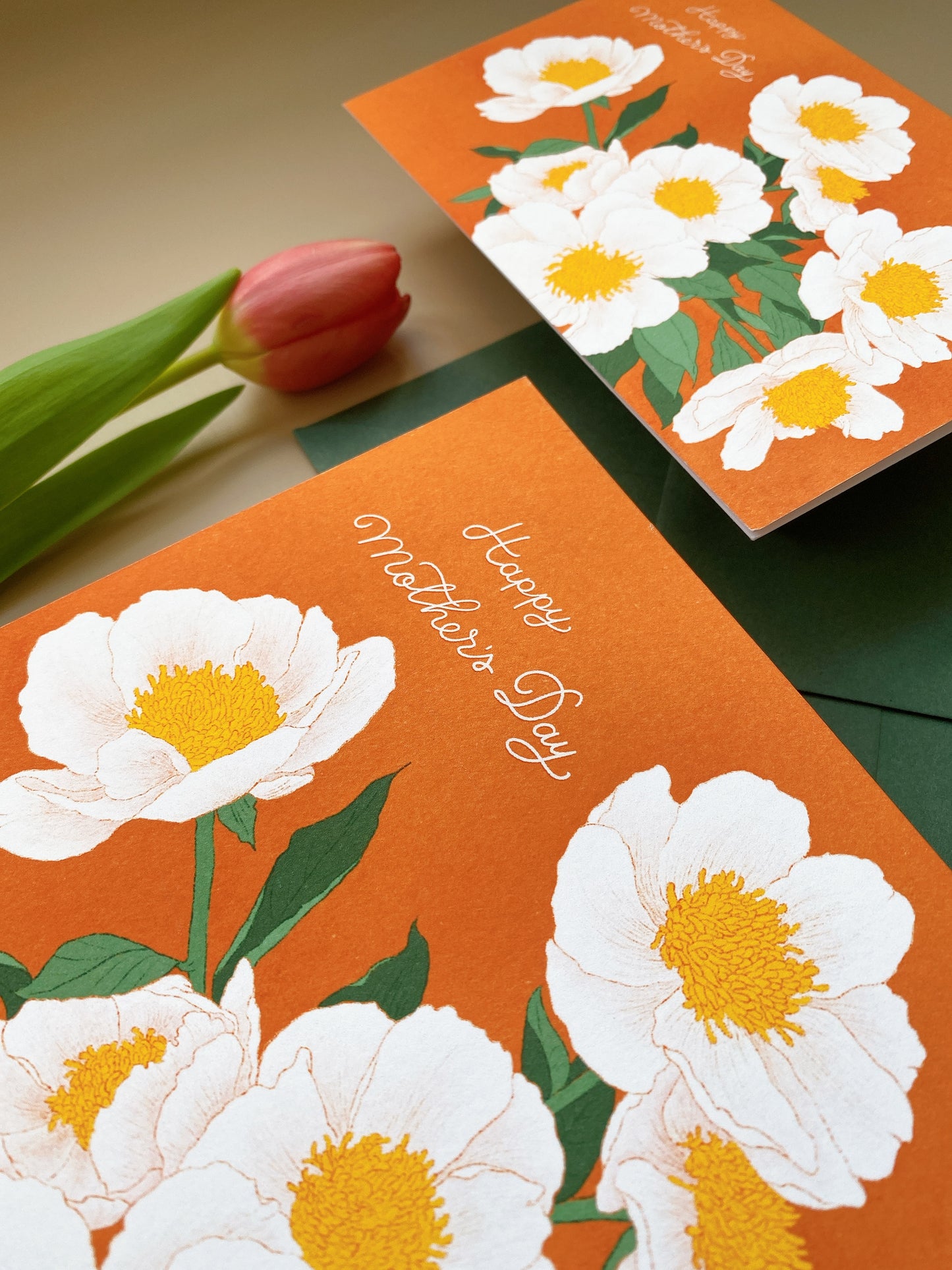Handmade Mother’s Day Card – Botanical Peony Flowers