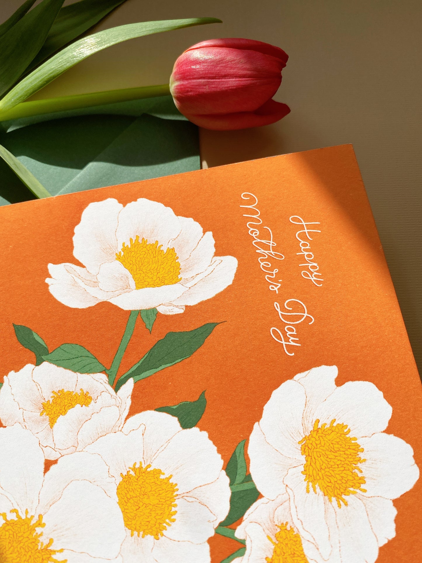 Handmade Mother’s Day Card – Botanical Peony Flowers