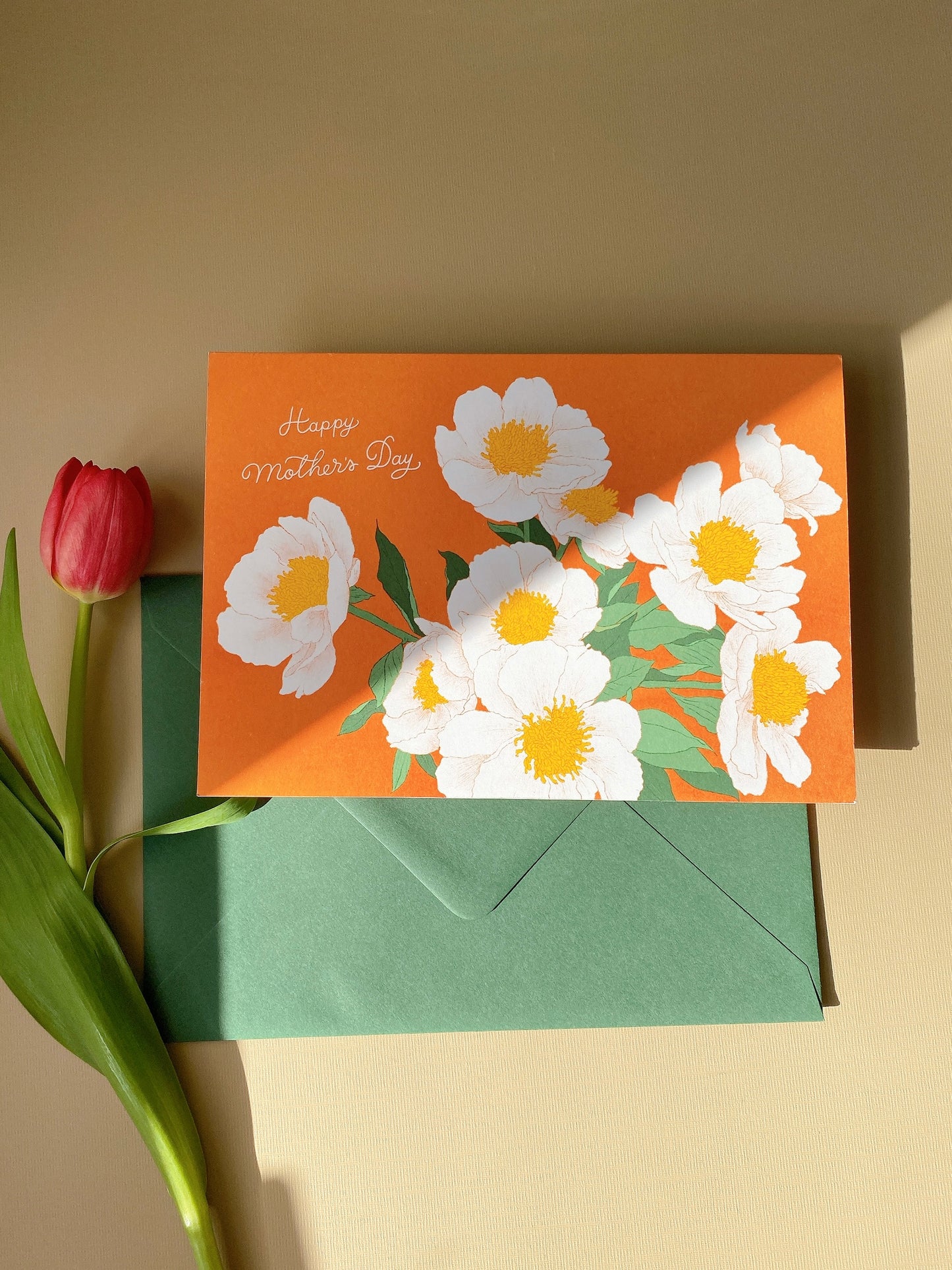 Handmade Mother’s Day Card – Botanical Peony Flowers