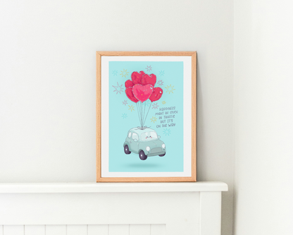 Happiness Art Print | Positive Motivational Wall Decor | Postcard