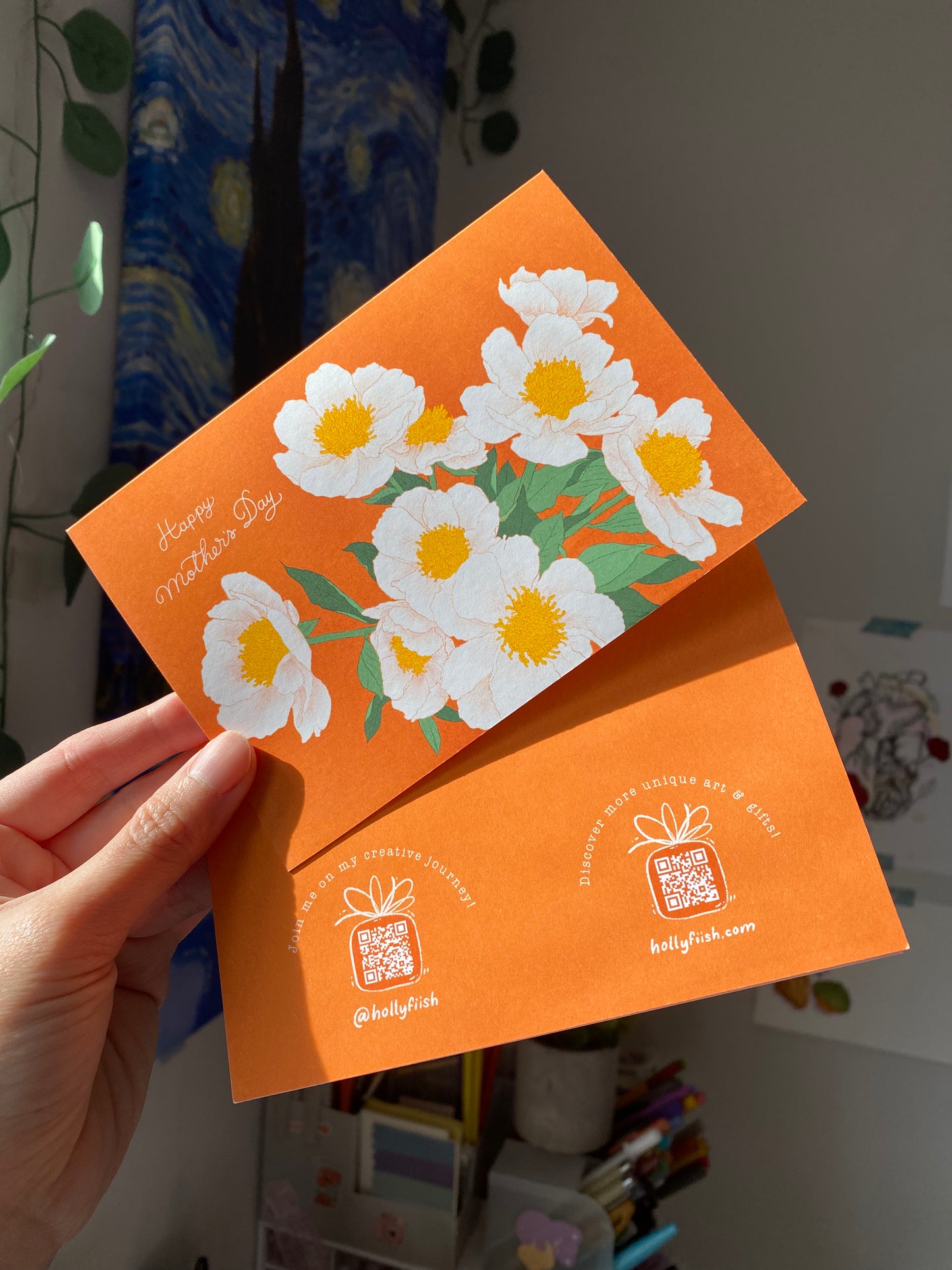 Handmade Mother’s Day Card – Botanical Peony Flowers