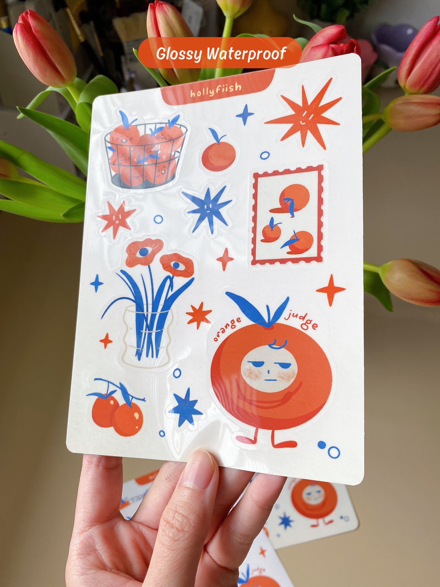 Handmade Oranges Sticker Sheet – Cute & Quirky Stickers for Journaling & Decorating