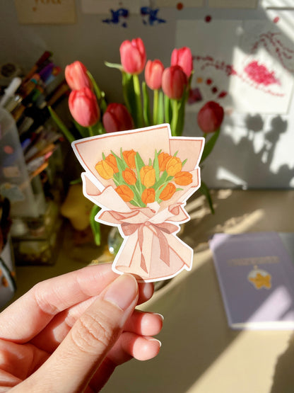 Tulip Bouquet Set - Pop-Up Card & Waterproof Vinyl Sticker