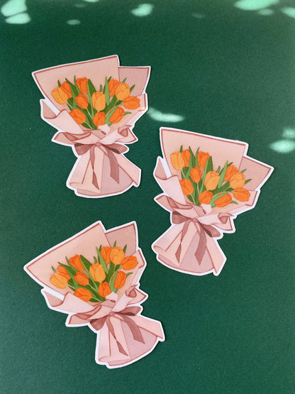 Tulip Bouquet Set - Pop-Up Card & Waterproof Vinyl Sticker