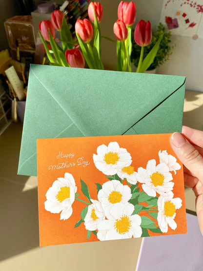 Handmade Mother’s Day Card – Botanical Peony Flowers