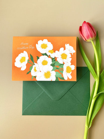 Handmade Mother’s Day Card – Botanical Peony Flowers