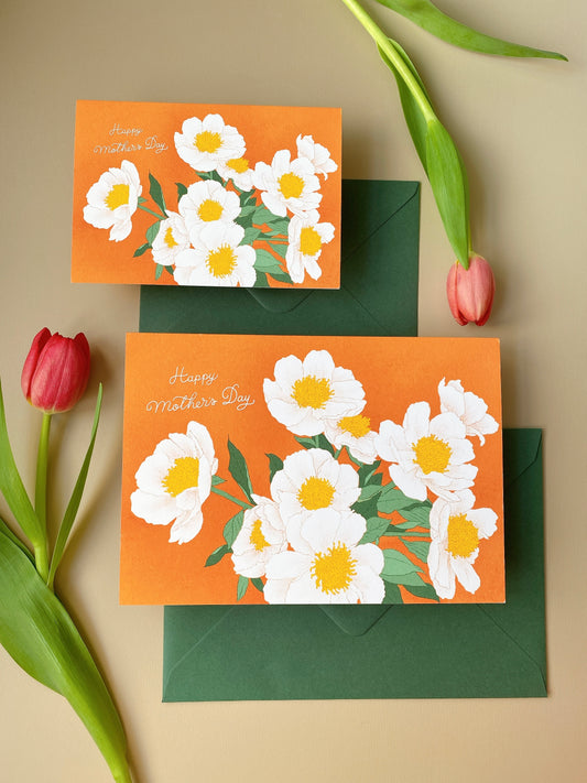 Handmade Mother’s Day Card – Botanical Peony Flowers