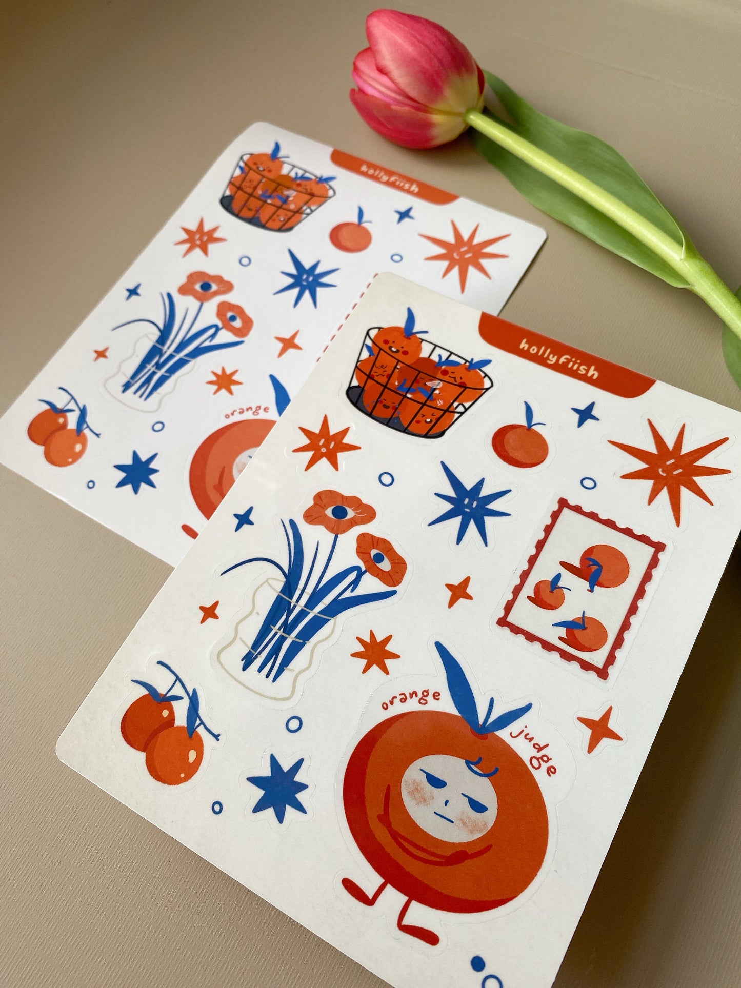 Handmade Oranges Sticker Sheet – Cute & Quirky Stickers for Journaling & Decorating