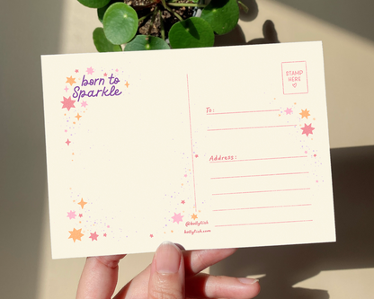 Born to Sparkle Art Print | Motivational Quote Girl Wall Decor | Postcard