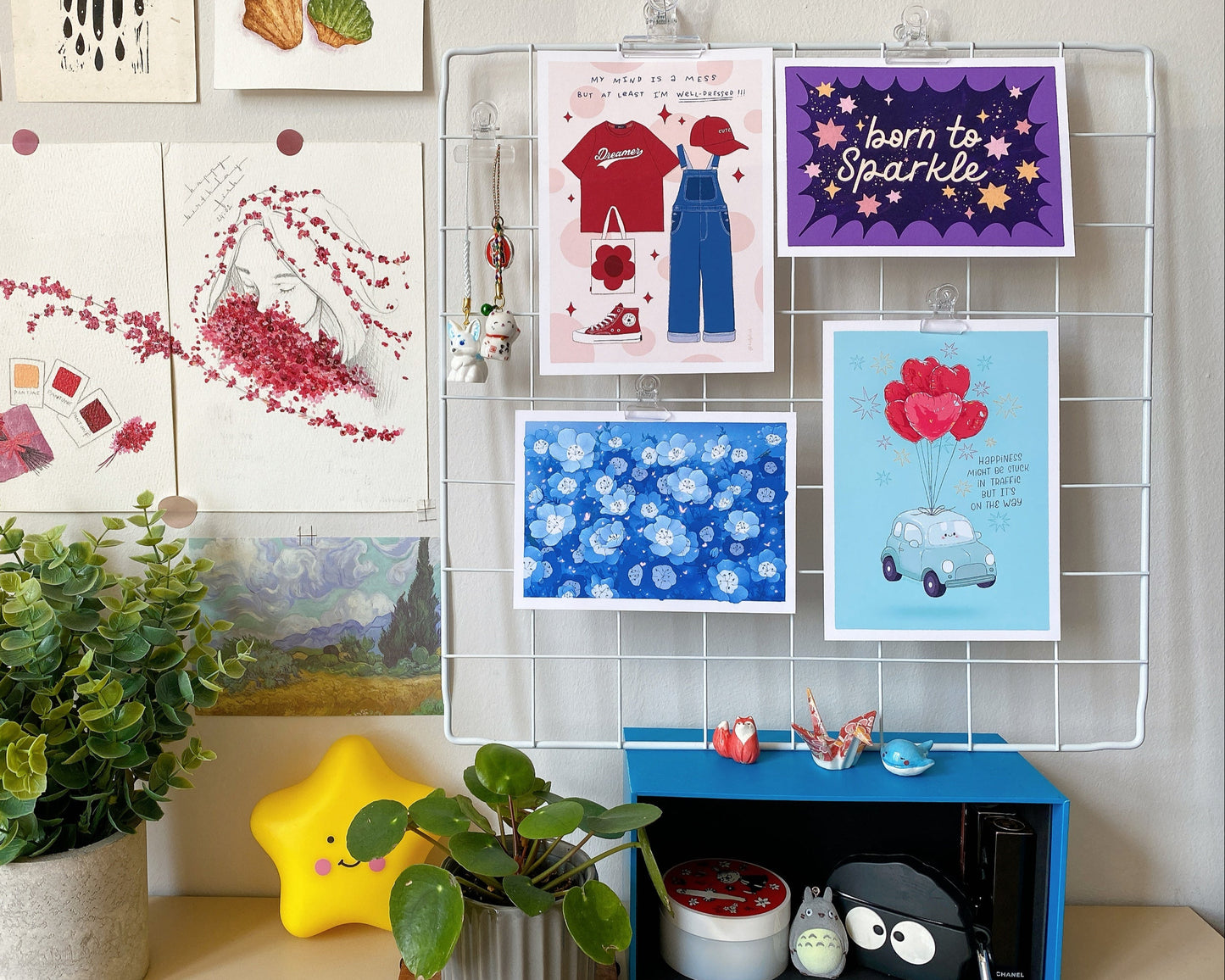Happiness Art Print | Positive Motivational Wall Decor | Postcard | Sticker