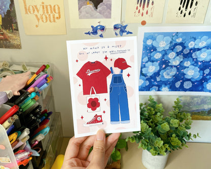 Messy Mind Quote Art Print | Aesthetic Motivational Decor | Postcard